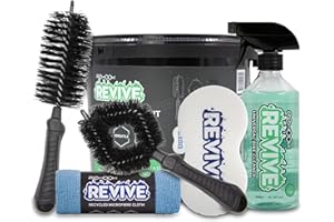 Rehook Revive 6-In-1 Bike Care Kit - Eco-Friendly Bicycle Cleaning Set - Includes Biodegradable Plant-Based Cleaner, Brushes, Sponge, Cloth & Storage Bucket - Must-Have, Clean, Great Gift for Cyclists