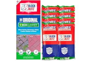 Block Blitz Block Paving Eco Cleaner Treatment: 8 x 380g Pouches – Removes and Prevents Algae, Moss, Black Spot and Weed Growth on 120 Sq/m of Paving