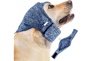EASY JOY Snood réglable pour chien, protections d'oreilles réglables, cache-oreilles pour chiens, soulage l'anxiété des animaux de compagnie, bleu, M