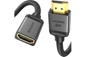 Silkland HDMI 2.1 Verlängerungskabel 1M, 10K/8K@60Hz 4K@120Hz/144Hz HDMI Stecker auf Buchse, 48Gbps Dynamic HDR10+ HDCP 2.3 eARC HDMI Verlängerung Kurz kompatibel mit TV Stick, HDTV, Laptop