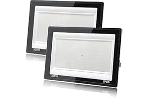 Tkdaksy 2 Pièces Projecteur LED Extérieur 300W, 1M Câble Blanc Froid 6500K Projecteur LED, Spot led Extérieur IP66 Étanche, pour Jardins, Terrasses, Cours, Balcons, Parcs, Garages, Usines, Carré