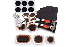 KOAREL Kit de RéParation Pneus de véLo - Kits de réparation, 24 de Vulcanisation Rustine, pour rustine véLo Chambre a air, VTT, Pneu Moto, Les vélos de Route et de Montagne et Caoutchouc Gonflable (Black-1)