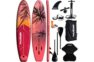 THUNDER - Sup Tabla de natación 365/320 cm Tabla de Paddle Inflable - Material de PVC Antideslizante - Ideal sustituto de un Kayak o pontón - Sup con Bomba y Mochila y Remo Ajustable