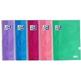 Oxford, Notebooks A4 (Folio) 4x4 Square, Extra Cover, Pack 5 | 80 Sheets, Trend Colors
