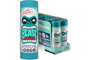 BEAST BIN BAGS, 10 Rolls of 10 x 50 Litre Bags (Total 100 Bags) - Made From 100% Recycled LLDPE - Incredibly Strong Drawstring Swing Blue Bin Bags