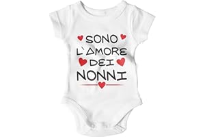 STAMPATEK Body Neonato Divertente Sono L'Amore dei Nonni Bodino Manica Corta Idea Regalo Nascita Tutina Neonato Bimbo Bimba