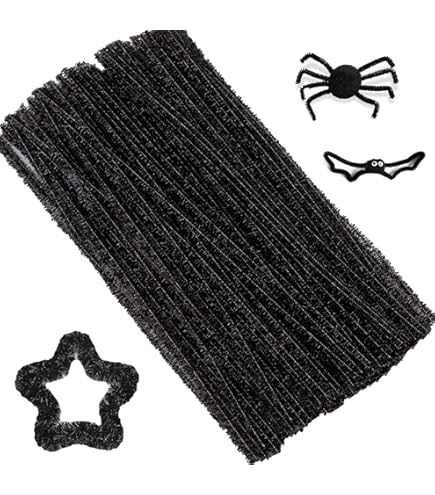 200 Cure-Pipes Noirs Chenille - Tiges De 30 Cm X 8 Mm - Pour Bricolage, Déco DIY Et Activités Enfants