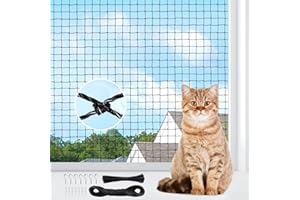 AQhui Katzennetz für Balkon, Balkonnetz 8x3m, Katzennetze Drahtverstärkt Transparent, Katzenschutznetz, Taubennetz Ohne Bohren, Katzen Netz Schwarz Gilt terrasse, Fenster und Flure