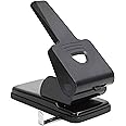 Belle Vous Extra Heavy Duty 2 Hole Punch - 70 Sheet Capacity - Distance Between Holes 8cm (3.15 inches) - Black Desktop Hole Puncher with Lock Down Handle - Suitable for the Home, Office and School