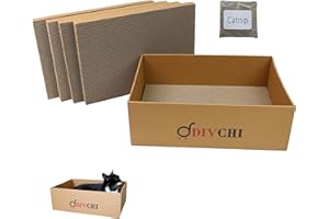 DIVCHI Cat Scratching Board With Box 5 Pcs Cat Scratch Pad With Catnip | Bed For Kitty | Cats Scratchers | Pet Cardboard | Kitten Scratching Boards