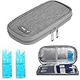 ACWOO Insulin Cooler Travel Case With 2 Ice Packs - Diabetic Supplies Storage Pack for Medicine, Insulin Pens - Portable Small Cooler, Grey