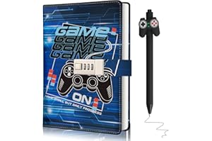 YOUERLS Diary with Lock For Boys, Lockable Diary Kids Notebook Back to School Stationary Journal with Lock Teenage Boy Christmas Birthday Gifts for 7 8 9 10 11 12 13 14 Year Old Game Notebook with Pen