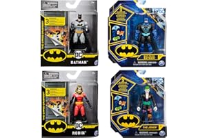 DC Comics BATMAN 4-Inch Action Figures with 3 Mystery Accessories (Styles Vary)