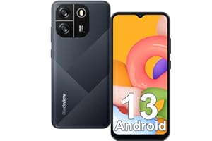 Blackview Mobile Phone, WAVE 6C, Android 13 Phone Unlocked, 4GB+32GB/1TB, 5100mAh, 10W Fast Charge,6.517’’ HD+ Display, Octa-core 2.0GHz, 4G Dual Sim Free Unlocked, Face Unlocked, OTG, GPS - Black