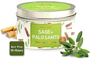 Magnificent 101 Długotrwała świeca zapachowa Sage + Palo Santo | 170 g - 35 godzin palenia, świeca z wosku sojowego do oczyszczania i manifestacji energii w domu, tylko pozytywne wibracje