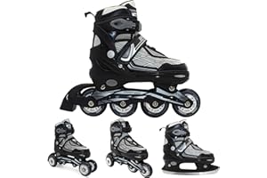 ‎SPORTVIDA SportVida Inline Skates Kinder Erwachsene Inliner 4in1 | Verstellbare Schlittschuhe | Triskates Größenverstellbar ABEC7 Lager | Rollschuhe in Größen 31-42