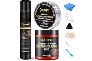 SIHOOPE Leather Repair Kit-Cleaner-Recoloring-Balm-Conditioner-Mink-Oil-for-Car-Seat-Furniture-Sofas - Better Stain Remover Leather Chair Boots Bags Shoe Vinyl Scratch Color Restorer