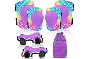 NIDOUL Knieschützer für Kinder Ellenbogenschützer Handgelenkschützer mit Kordelzug-Netztasche, Einstellbare Set für Mädchen Jungen zum Skaten Radfahren Rollerblading Roller, 3-8 Jahre