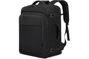 ENZOSUM Bagaż Podręczny 55x40x20, 44L DużyPlecak Podróżny Męski i Damski,Cabin Bag Travel Backpack do Pracy, Biznesu i Podróży Bagaż Do Laptopa 17.3 Cali, Czarny