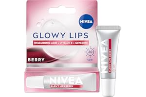 NIVEA Lip Hyaluron Glowy Lips Tube Berry (10ml), Lip Balm with Berry Shine and SPF30 Protection, Hydrating Lip Care with Hyaluronic Acid and Vitamin E, Long-Lasting Glowy Finish