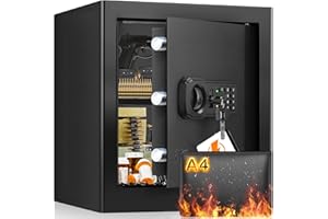 MEJASG 40L Fireproof Home Safe Box with A4 Fireproof Bag, Anti-Theft Fireproof Safe with Keypad Led Indicator, Security Digital Safe Box for Home Money Jewelry Medicines Documents