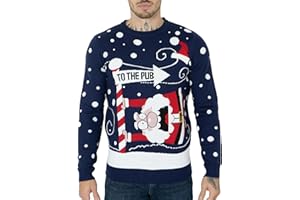 NOROZE Mens Womens Unisex Jumper Xmas Pullover Santa to The Pub Sweater UK Sizes S-XXL