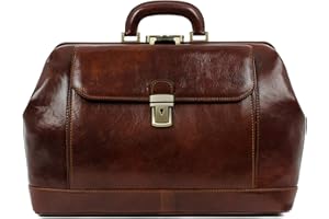 Time Resistance Leather Doctor Bag with Key Lock - Hand Dyed by Vegetable Tanning - Medical Satchel Briefcase - Unisex