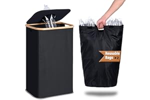 efluky 100L Poubelle de Recyclage avec Trou, Collecteur de Bouteilles Consignées avec couvercle, Rangement de Bouteilles Consignées avec Deux Sacs de Transport