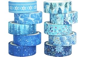 YUBX Weihnachten Washi Tape Set Masking Tape VSCO Dekoratives Klebeband Bunt für DIY Handwerk Bullet Journals Planer Scrapbooking Verpackung (Winter Times)