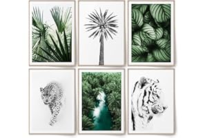 BLCKART Exotic Dream Lot de 6 posters de rêve verts imprimés sur les deux faces - Nature tropicale - Décoration de chambre à coucher (6 x A4 | 21 x 29,7 cm)