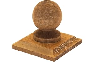 POSTSAVER Timber Wooden Fence Post Cap & Ball Finial 120x120mm – Fits 4x4" Square Posts – Tanalised Pressure Treated EU Wood with Overhang for Better Protection – (Brown Stain)