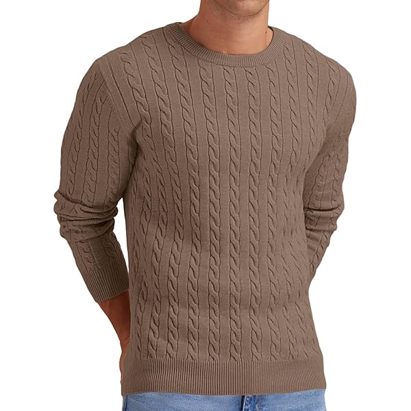 Hisir Heren winter trui dik kabelgebreid casual ronde hals warm lange mouwen sweater gebreide trui ronde hals trui mannen, 01, zwart, L