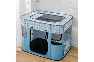DAILJMON Foldable Portable Pet/Dog Playpen,Pet Exercise Pen Tents Dog Kennel House Playground for Puppy Dog/Kitten Cat Hamster Indoor Outdoor Travel Camping Use 31.5"X23.6"X21.65" (XL,Blue)