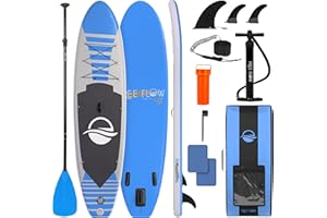 SereneLife Stand Up Paddling Board Set – SUP Board Aufblasbar mit Paddel, Pumpe, Leine, Finne, Rucksack & Mehr – SUB Paddleboard für Kinder & Erwachsene – für Wassersport in Seen, Flüsse & Meer