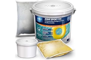 ATOUT RÉSINES Véritable Joint époxy trois composants fin 1 KG blanc. idéal pour piscines, douche a l'italienne, carrelage extérieur, faïences, pièces humide. De fabrication française, formulation unique