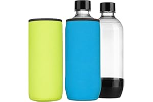 kwmobile 2X Rafraîchisseur Bouteilles Compatible avec Soda Stream Duo/Terra - Refroidisseurs en néoprène - pour Carafe de 0,615L - Bleu Clair-Jaune
