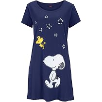 Weißes Damen Nachthemd Mit Snoopy & Herzen – Kurzarm, Größe L, Maschinenwaschbar