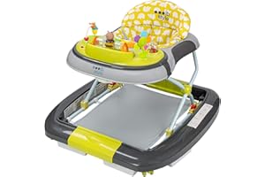 ib style 5in1 Lauflernhilfe, Gehfrei, Schaukelfunktion mit Licht & Melodie, Laufhilfe für Baby ab 6 Monate, Little World, Grün Grau