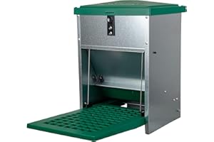 horizont Feedomatic Automatic Feeder with Step Plate, 5 kg, Galvanised, Automatic Feeder for Chickens, Ideal Chicken Accessories, Rat-Safe, Feeder Chickens