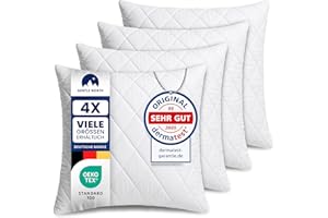 Gentle North Kopfkissen (40x40 cm groß) - 4er Set Kissen für Bett und als Dekokissen - Mit Reißverschluss für Füllung - Sofakissen - Zierkissen für Couch und Sofa - Ökotex - Waschbar bis 60° - Weiß