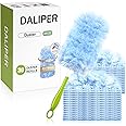 DALIPER Heavy Duty Duster Refills, Duster Kit with 30 PCS Refills & 1 Handle Compatible with Swiffer, 360° Dusters with 4X Microfibers For Dusting Ceiling Fans, Electronics,Furniture, Blinds