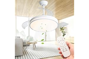 BYBULE Deckenventilator Mit Beleuchtung, Deckenventilator Leise Lampe mit Ventilator Timer,Ventilator Deckenleuchte Mit Fernbedienung Für Wohnzimmer Schlafzimmer Esszimmer Einstellbare Windgeschwindigkeit