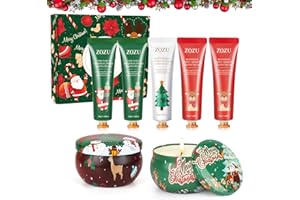 KEARLGMBH Hand Cream Set, Hand Cream Women's Gift Set, Christmas Gifts Day Night Cream Moisturizer for Winter Rough Dry Hands, 2 Scented Candles, Xmas Gift Hand Body Cream Gift Set for Women