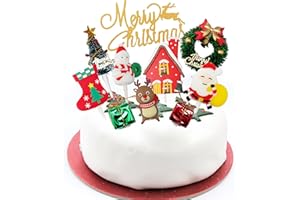 ZNDFTW Christmas Cake Decorations, 11PCS Christmas Cake Decorations with Santa, xmas Tree, Snowman, Reindeer, Candy and More for Holiday Party Decorations