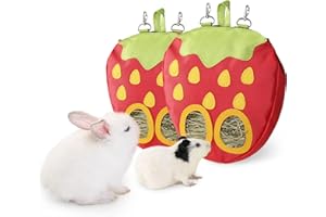 JanYoo Rabbit Hay Feeder Bag for Cage Guinea Pig Timothy Hay Dispenser Storage Manger Hanging Large Less Waste for Bunny