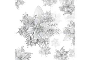 UFLF 12 Pz Fiori di Natale Poinsettia Fiori Artificiali Natale Addobbi per Albero di Natale Ornamenti per Decorazione Natale Capodanno Matrimonio