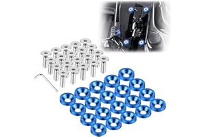 TOMALL 20 Stück Billet Aluminium Kotflügel Stoßstange Unterlegscheibenbolzen Motor Bay Dress Up Fastener Kit Lisence Plate Decor Bolts M6 Bolt Schraube Zubehör (Blau)