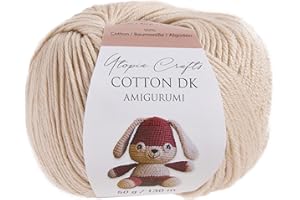 Utopia Crafts Amigurumi Cotton DK Yarn for Crochet and Knitting 50% Cotton, 50% Acrylic Blended, 50g (1, Beige)