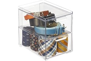 mDesign Organizer do szafy z szuflad? - Praktyczne pude?ka do przechowywania, które mo?na ustawia? jedno na drugim - Odporny na uszkodzenia pojemnik plastikowy - Przezroczysty