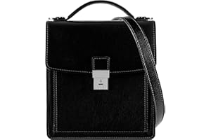 Time Resistance Leather Small Briefcase for Men Brown Crossbody Bag